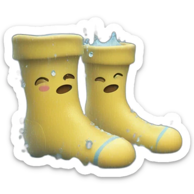 Two feet wearing socks Soaking wet from the rain sticker