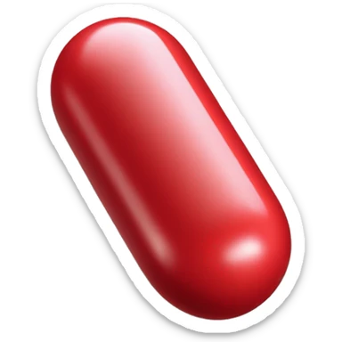 Singular glossy coated oblong red pill capsule sticker