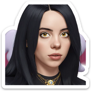 black-haired girl with jewelry sticker