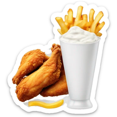 Chicken tender with ranch dressing on the side with fries sticker