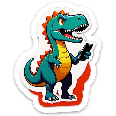 Dinosaur selling phones  sticker