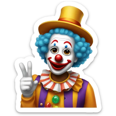 Clown doing a duckface and a peace sign sticker