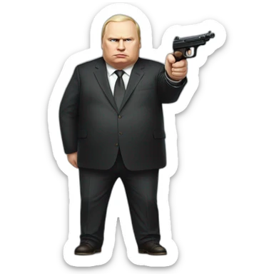 Vladimir Poutine morbidly obese Shooting nobody, full body sticker