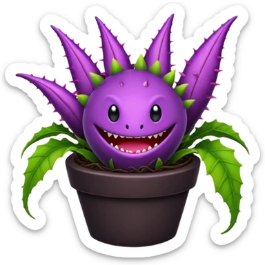 Black and purple Venus flytrap with vines sticker