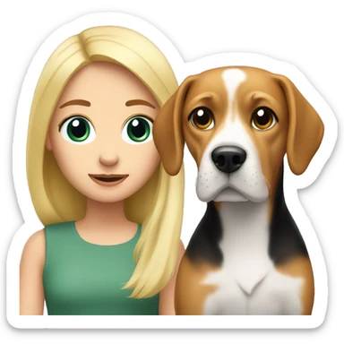 long blonde girl with beagle  sticker