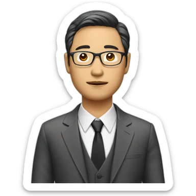 Asia man with suit and glass sticker