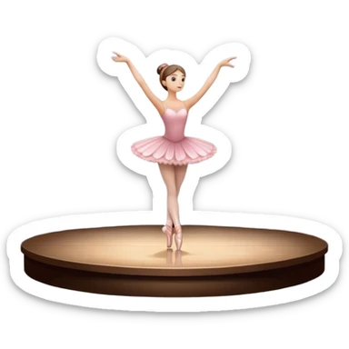 Emoji of Ballet: theater stage with silhouette of a ballerina in an elegant pose, surrounded by spotlight and stage lights. The icon should convey the grace and beauty of ballet, with focus on the dancer and the dramatic lighting. Transparent background. sticker
