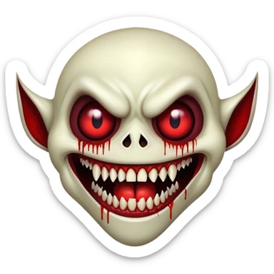 Blood scary exe lost media mutant monster face experiment zone 51 monster with long teeth in just ipnone style sticker