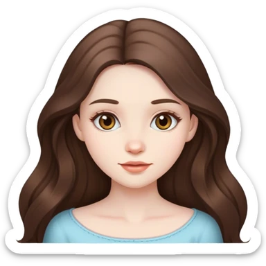  beautiful pale brunette girl with long hair birthday girl sticker