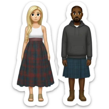 Kanye west wear Scottish long dress sticker