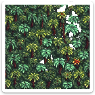 Add a pixel art jungle background while keeping the tiger as the main focus. sticker