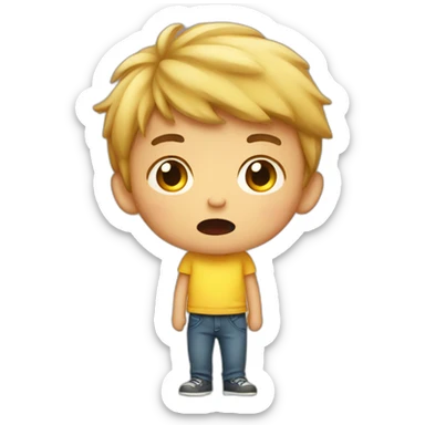 Boy feels stomach ache sticker