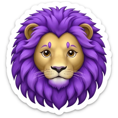 glitter purple and cian lion sticker