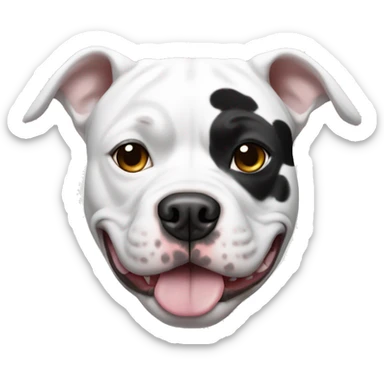 white pitbull with black spots and one black spot around the eye  sticker