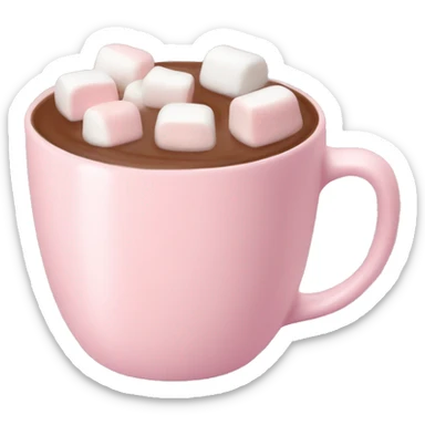 Light Pink mug of hot chocolate with marshmallows  sticker