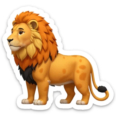 FULL BODY panthera leo male style wild, full flat  cute side profile design in 3d soft l centered composition cartoon style128x128 pixels sticker