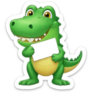 cute crocodile holding a sign  sticker