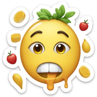 Happy tears with hungry emoji with food  sticker