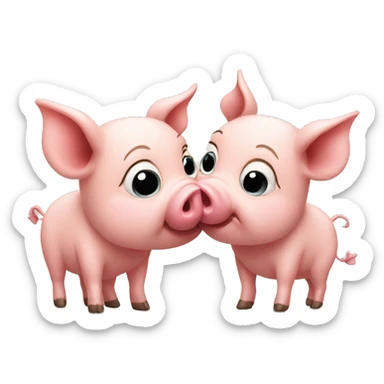 Kissing pig sticker