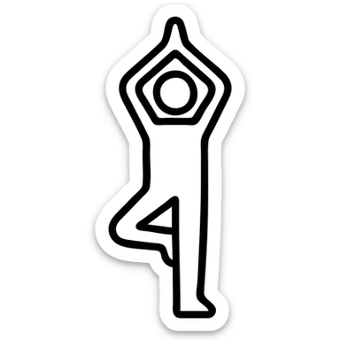 icon on the theme of yoga classes. image of a person in tree asana pose sticker
