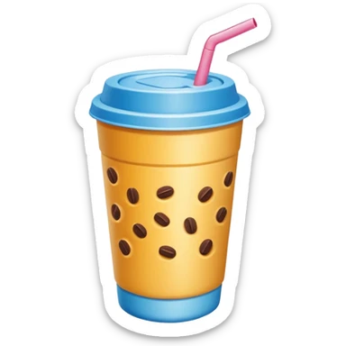 Minimal icon of a snack and drink cup with a subtle accent in #FF3D00, clean and modern cafeteria mood sticker