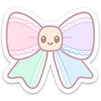 coquette style bow, soft pastel colors, delicate and feminine, with lace or ribbon details sticker