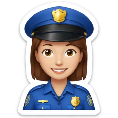 police woman with brown hair and bright skin sticker