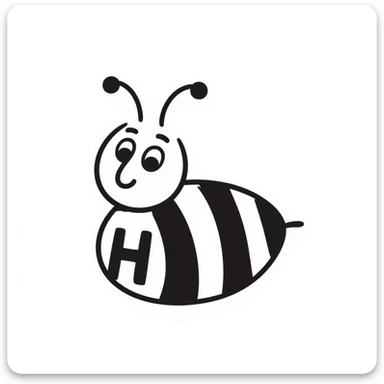 cartoonish honey bee with the letter H, playful expression sticker