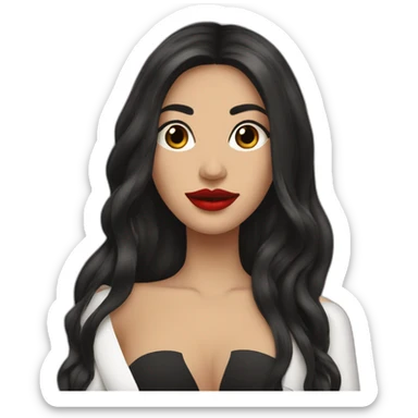 woman spanish black haired long hair split in the middle red lips sticker