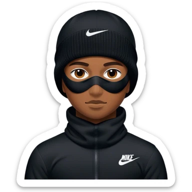 A brown skin boy, with a Nike pro black ski mask sticker