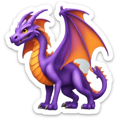Purple dragon with orange wings sticker