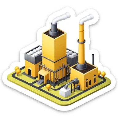 Isometric small yellow sugar factory  sticker