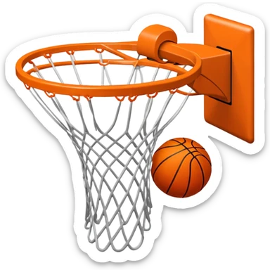 Basketball going through hoop net, viewed from above sticker