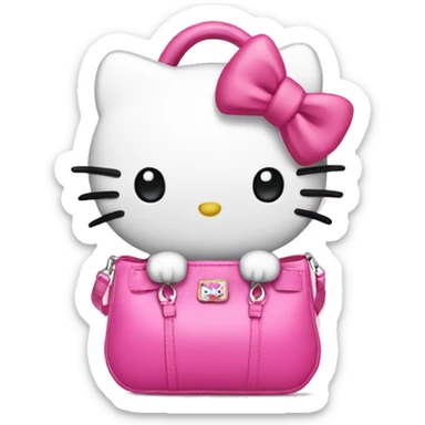 Hello kitty with a pink handbag with a bow ribbon  sticker