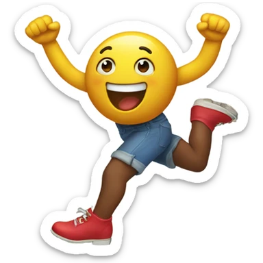happy emoji kicking its feet sticker