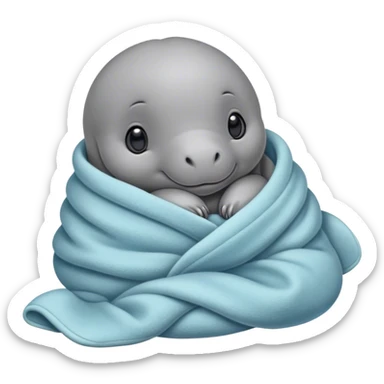 Baby manatee cozy in a blanket sticker