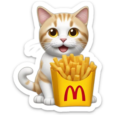CAT WITH MCDONALDS FOOD sticker