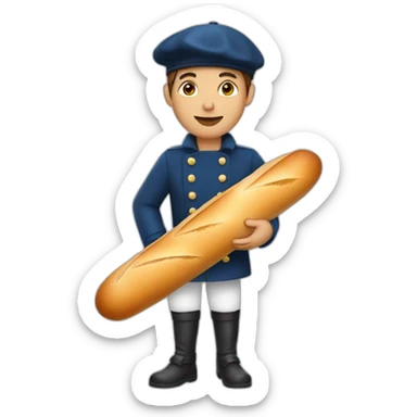 french person with beret holding baguette sticker