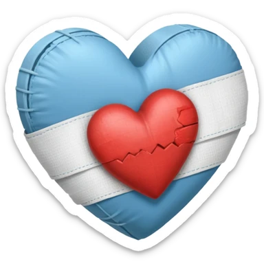 corazón celeste vendado  sticker