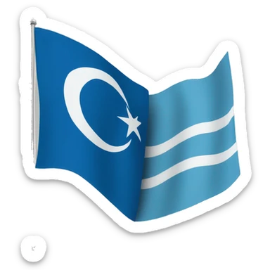 Blue Turkish flag with two white stripes one above one with 1cm distance from above and the same below sticker