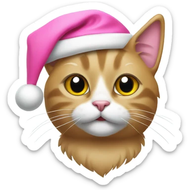 Cat with a pink Santa hat sticker