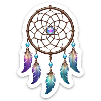 Iridescent nebula Dreamcatcher-suncatcher hanging from a thread sticker