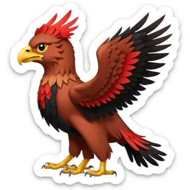 A red-brownish, white, and black gryphon, full body sticker