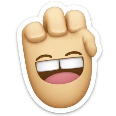 A finger with a laughing face sticker