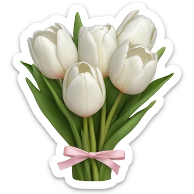 White tulips bouquet with light pink bow  sticker
