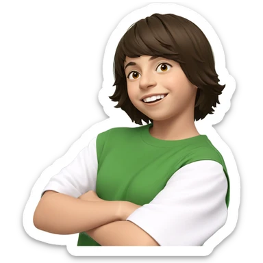 smiling girl with short hair sticker