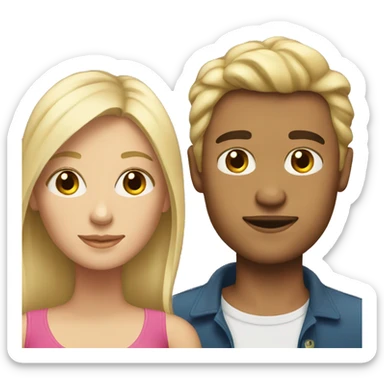 Blonde woman & brunette man couple  sticker