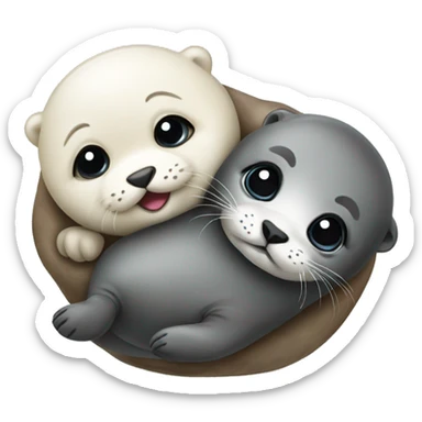 baby seal with baby otter sticker