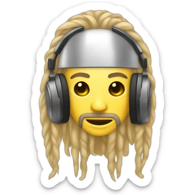Dj with androïdes mask and blond long dreadlocks sticker