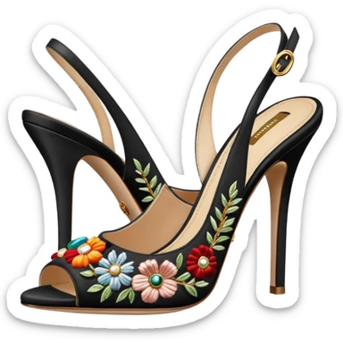 Multicolor Dolce and Gabbana Slingback with stone embroidery sticker